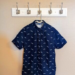 Denim and Flower Aviation Casual Button Down Shirt w/ Jets Mens Small